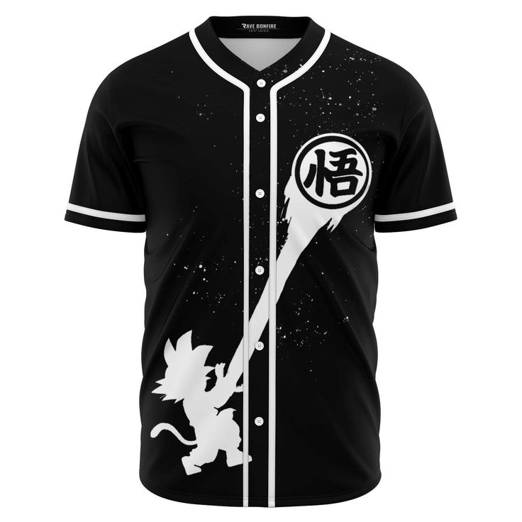 This baseball jersey looks great on and off the field. With a moisture-wicking fabric with a lightweight and breathable feel. And high definition printing that won't fade after washing.



 	100% polyester
 	Rounded hem
 	Button front closure
 	Moisture-wicking fabric for a lightweight, breathable feel
 	Premium polyester knit 230gsm jersey
 	High definition printing Black Cotton Jersey For Streetwear, Fitted Rave T-shirt For Streetwear, Casual Fitted Jersey With Sublimation Print, Fitted Graphic Print Jersey With Short Sleeves, Fitted Short Sleeve Jersey With Graphic Print, Black Jersey With Custom Print For Streetwear, Black Y2k Tops For Cosplay, Y2k Black Top For Cosplay, Black Y2k Style Tops For Cosplay