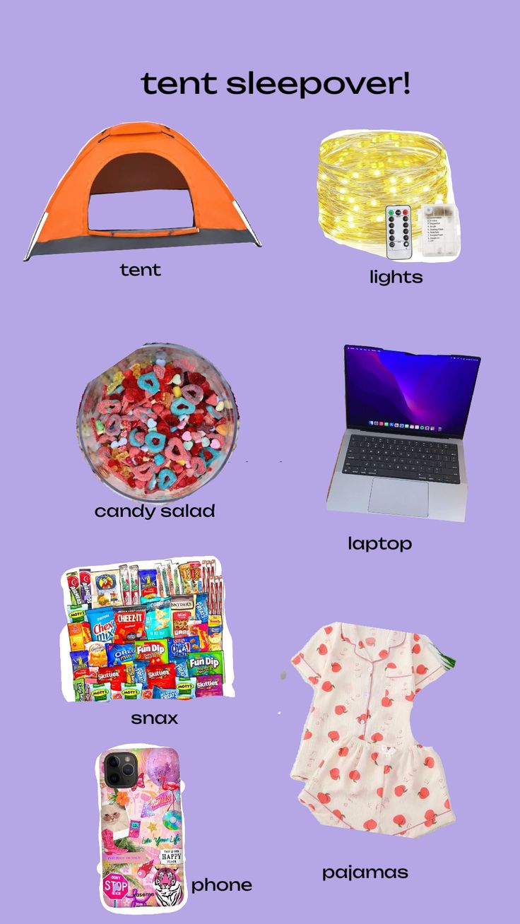 there are many different items that can be found in this image, including an orange tent