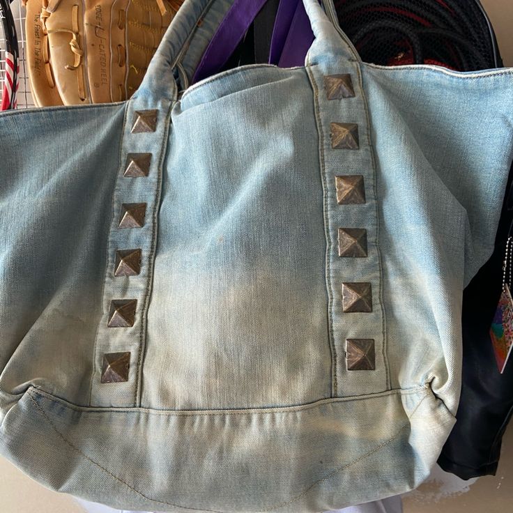 Brand New!! Love This Bag! Denim Tote Trendy Denim Canvas Shopping Bag, Trendy Denim Canvas Bag For Shopping, Trendy Denim Tote Bag, Denim Blue Shopping Shoulder Bag, Denim Blue Denim Shoulder Bag For Shopping, Denim Blue Shoulder Bag For Shopping, Everyday Denim Bag, Everyday Denim Bags, Trendy Denim Shopping Bags