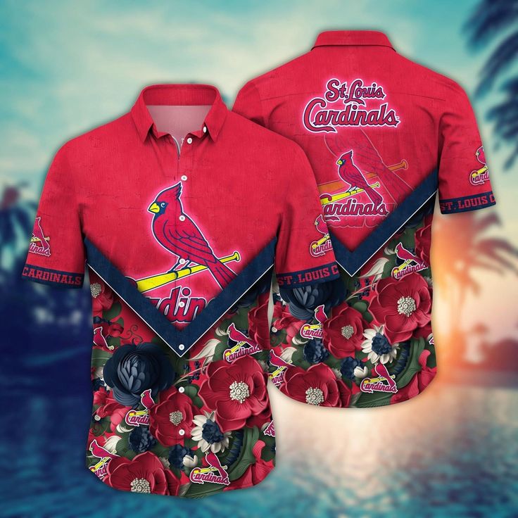 MLB St Louis Cardinals Hawaiian Shirt Summer Swing For Sport Fan  It’s the perfect combination of Hawaiian style and MLB fandom. These unique MLB Hawaiian shirts are a must-have for football enthusiasts. Show your team spirit in a fun and tropical way by the beauty of Hawaii. Made from high-quality materials, they provide comfort and breathability, keeping you cool during game days or outdoor activities. Stand out from the crowd and show your love for both football and tropical vibes. Produ Pre-shrunk Shirt For Sports Fans, Casual Tops With Team Name For Fan Events, Casual Team Name Tops For Fan Events, Sports Fan Shirt With Team Logo, Team-colored Shirt For Sports Events, Sports Shirt With Team Logo, Team-colored Shirt For Sports Events During Sports Season, Baseball Season Fan Apparel Shirt, Baseball Season Sports Fan Apparel Shirt