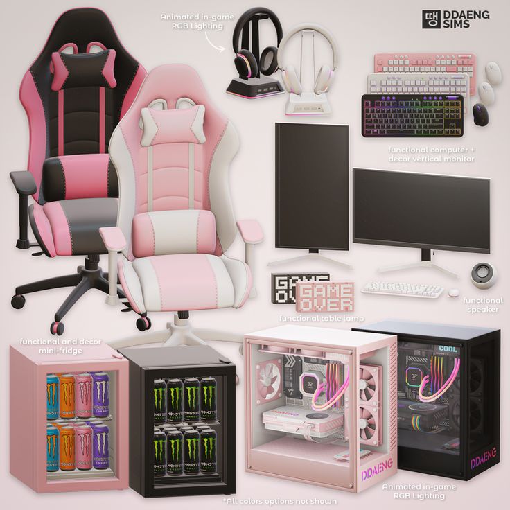 the computer chair is pink and white in color