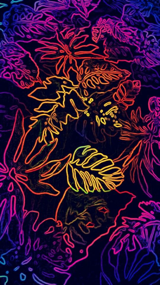 an image of neon flowers in the dark