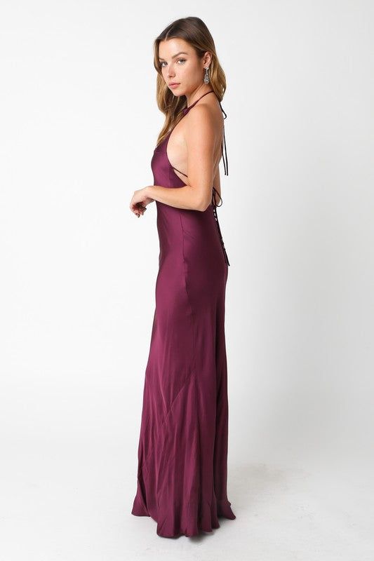 This Sangria Satin Maxi Dress features a flattering mock neck and an eye-catching open back. The satin material hugs your body in all the right places, giving you an elegant look for any occasion. Perfect for a night out or a special event. Fabric & fit: Model is wearing size Small. Satin Maxi, Satin Maxi Dress, Satin Material, Sangria, Special Event, Mock Neck, Special Events, Open Back, Night Out