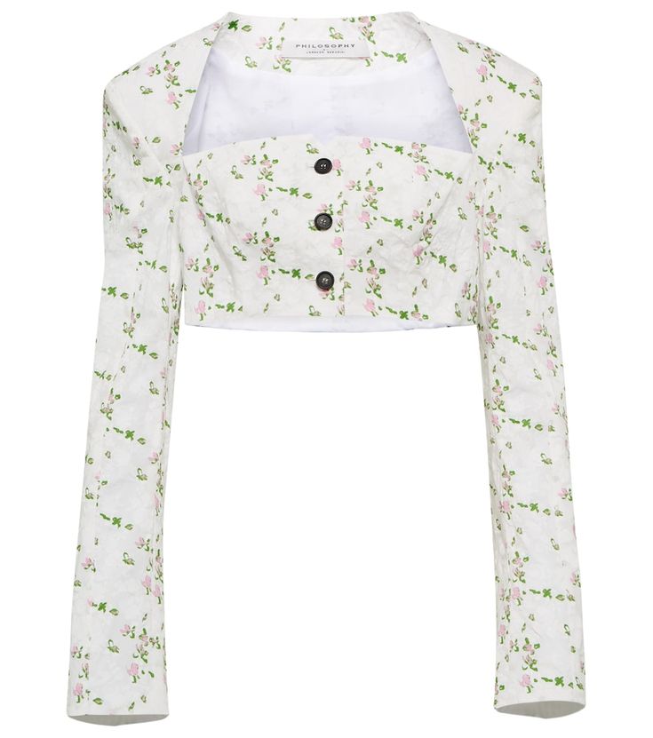 Floral cotton crop  top White Floral Print Shirt, Girls Top Design, Crop Top Blanco, White Long Sleeve Crop Top, Crop Top Designs, Crop Dress, Cotton Crop Top, Lorenzo Serafini, Floral Print Blouses