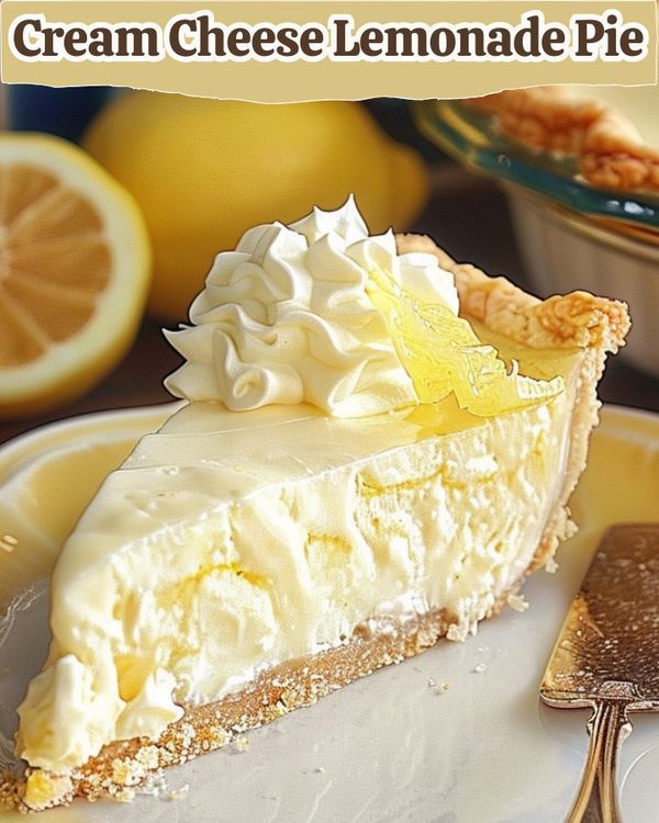 a slice of lemonade pie on a white plate