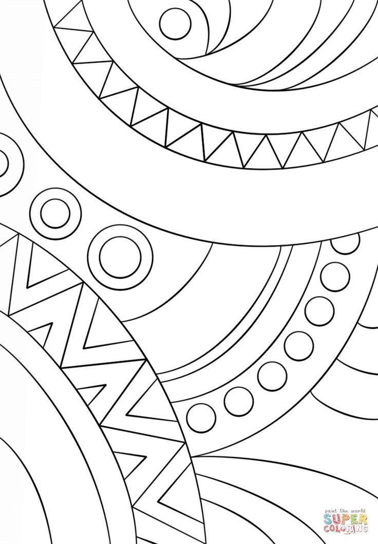 an abstract coloring page with circles and lines