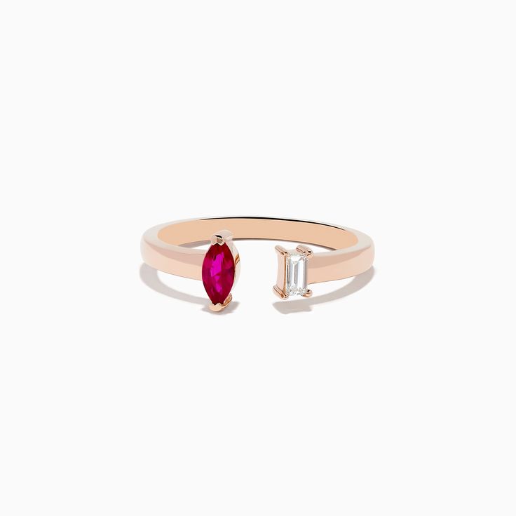 Effy Ruby Royale 14K Rose Gold Ruby and Diamond Toi Et Moi Ring 14k Rose Gold Marquise Rings, Marquise Rose Gold 14k Rings, Anniversary 14k Rose Gold Ruby Ring, 14k Rose Gold Ruby Promise Ring, 14k Rose Gold Rings For Proposal, Fine Jewelry In 14k Rose Gold, Effy Jewelry, Gold Rose, Diamond Ring