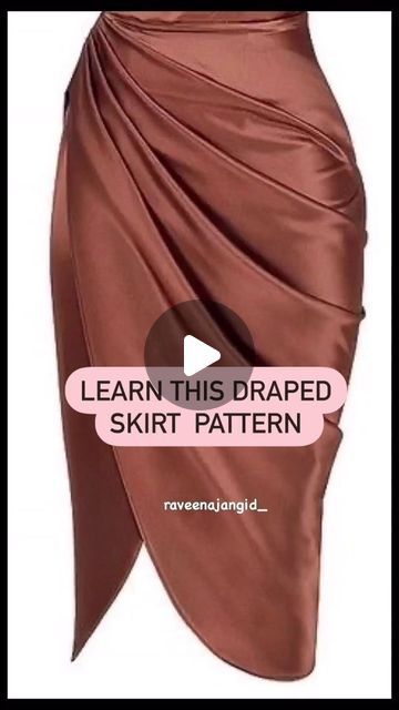 Dress For Stitching, Pattern Sleeves Design, How To Stitch A Dress, Fashion Designing For Beginners, Drape Skirt Pattern Tutorials, Sewing Pattern Design Tutorials, Stitching Dresses Tutorials, How To Sew A Skirt, Skirt Design Pattern