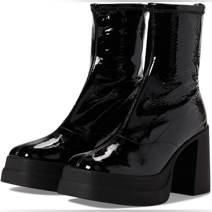 Nwob Women Free People Double Stack Platform Boot In Black Patent Size 38.5 Patent Leather Upper With Rubber Sole Made In Tunisia Back Zipper Closure Chunky Block Heel Double Stacked Platform Sole Square Toe Approx 95mm/ 3.75 Inch Heel Approx 40mm/ 1.5 Inch Platform Approx 165mm/ 6.5 Inch Shaft Platform Boots Black, Free People Boots, Cutout Boots, Ankle Cowboy Boots, Platform Boots Women, Black Platform Boots, Leather Heeled Boots, Black Shoes Women, Free People Shoes