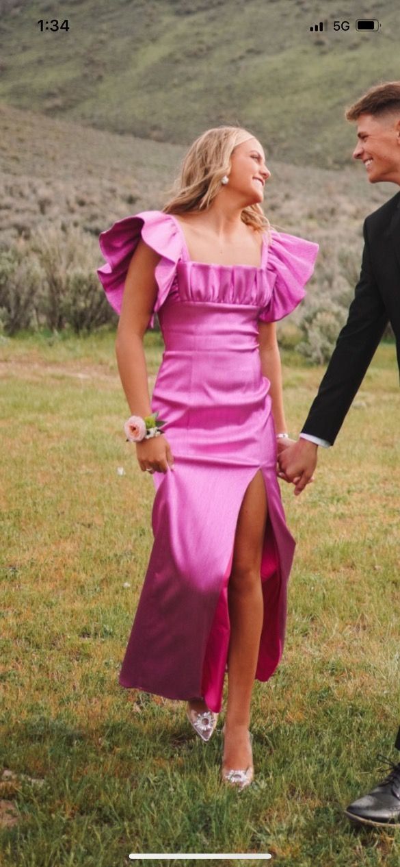 Square Neck Flutter Sleeve Prom Dress with Split Cute Formal Dresses, Prom Dress Inspo, Stunning Prom Dresses, Vintage Prom, Prom Dress Inspiration, Cute Prom Dresses, Pretty Prom Dresses, Popular Dresses, ف�ستان سهرة