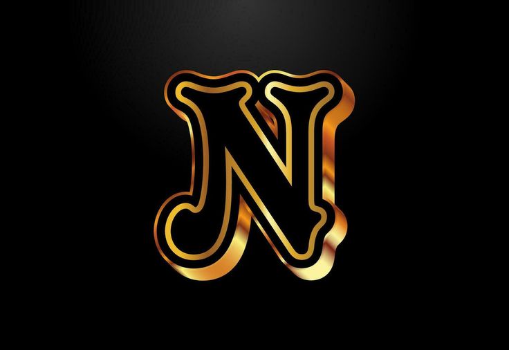 the letter n in gold and black