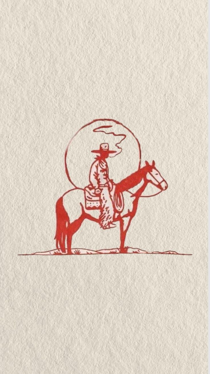 a drawing of a man riding on the back of a horse with a lasso