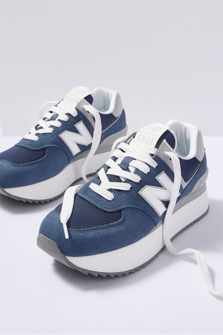 574 Platform Sneaker | EVEREVE New Balance 574 Platform, Pastel Blue Outfit, Female Sneakers, Sneaker New Balance, Preppy Shoes, Espadrille Sneakers, Leopard Sneakers, Metallic Sneakers, Glitter Sneakers