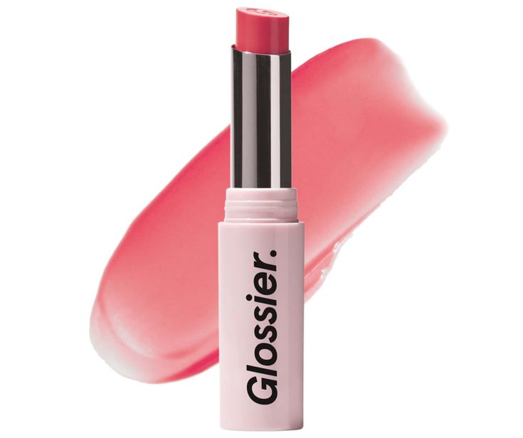 Glossy Pink Lipstick, Glossier Lip Balm, Glossier Lipstick, Lip Trends, Makeup Bag Essentials, Shine Lipstick, Glossier Pink, Glossy Makeup, Makeup Needs