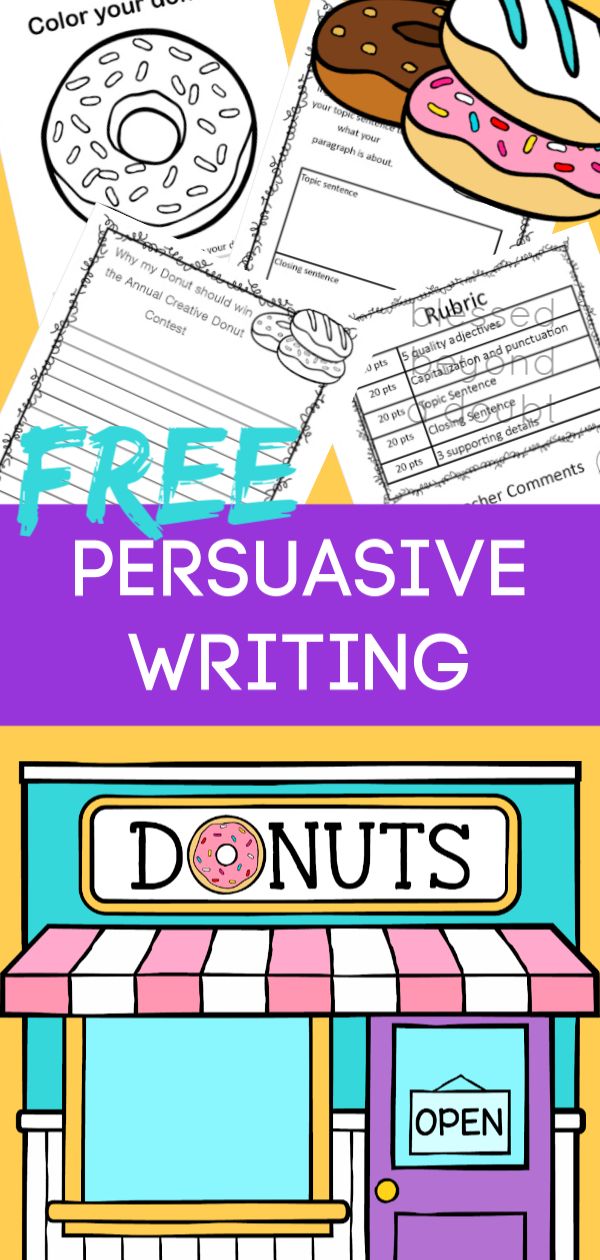 a donut shop with the text free persuasive writing