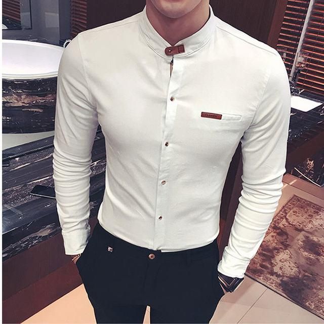 Slim Fit Solid Color Dress Shirt - Men & women apparel Smart Solid Color Long Sleeve Shirt, Smart Solid Long Sleeve Shirt, Smart Long Sleeve Solid Shirt, Formal Long Sleeve Solid Color Shirt, Solid Color Long Sleeve Formal Shirt, Solid Color Slim Fit Dress Shirt For Office, Formal Solid Color Shirt For Spring, Smart Solid Color Dress Shirt For Office Wear, Elegant Office Dress Shirt With Casual Collar