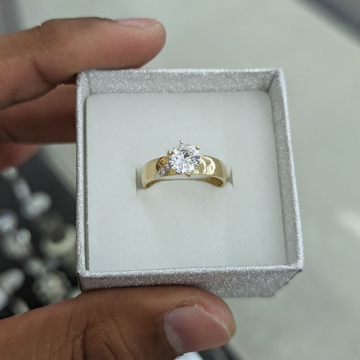 10kt Real Gold Engagement Ring For Women Size 7 Weight 2.40 Gm The Center Stone Is 8*8mm Stones Are Cubic Zirconia Please Check The Picture Carefully To Understand The Size Of The Ring 100% Authentic Gold Not A Gold Plated Or Not A Gold Filled Never Change Color Or Never Fade Never Tarnish Comes In A Gift Box. Authentic Gold, Never Change, Gold Engagement Ring, Gold Engagement, Gold Engagement Rings, Ring For Women, Womens Engagement Rings, Womens Jewelry Rings, Real Gold