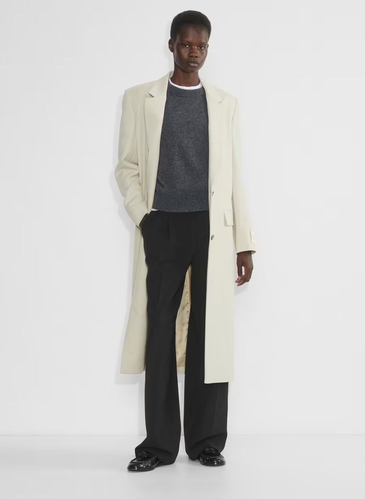 EMPOWER COAT | Aritzia Timeless Gabardine Outerwear For Fall, Timeless Structured Semi-formal Outerwear, Classic Oversized Long Coat, Oversized Classic Long Coat, Single Breasted Long Blazer For Winter, Long Single-breasted Winter Blazer, Winter Long Single-breasted Blazer, Gabardine Long Coat For Work, Fitted Long Coat Blazer With Concealed Placket