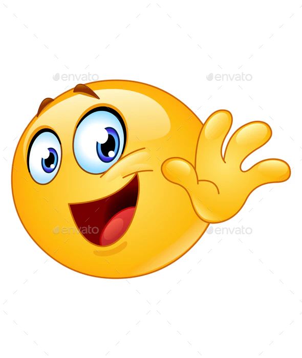 an emoticive yellow smiley face waving - people characters