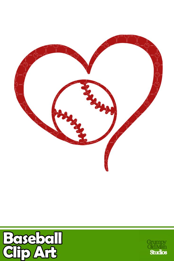 a heart shaped baseball clipart with a ball in the shape of a heart on it