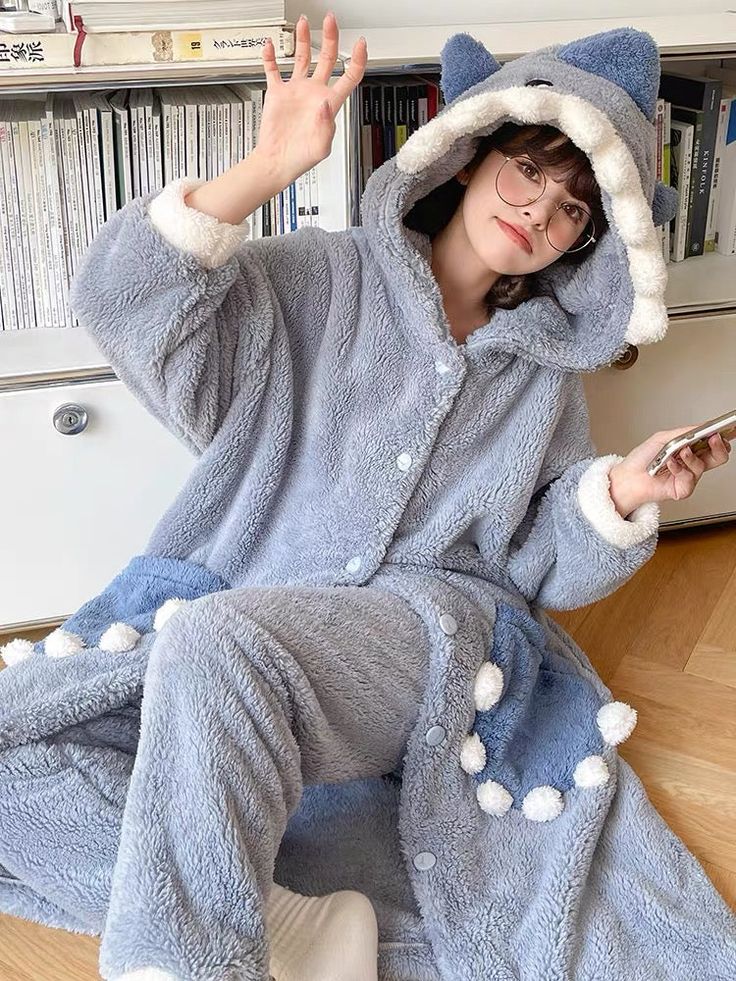 Fabric: polyester Warm up in style with this double-sized, dreamy, and cozy pajama set made from breathable, flannel-like material. Perfect for staying warm in chilly temperatures! Comfy Blue Sleepwear For Lounging, Blue Hooded Sleepwear For Sleepover, Soft Hooded Sleepwear For Lounging, Cozy Blue Sleepwear For Loungewear, Super Soft Winter Sleepwear For Home, Blue Hooded Sleepwear For Pajama Party, Super Soft Winter Sleepwear, Super Soft Cozy Sleepwear For Home, Super Soft Comfortable Sleepwear For Home