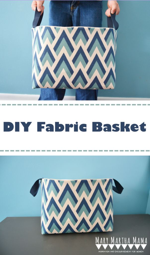 the diy fabric basket is sitting on top of a table