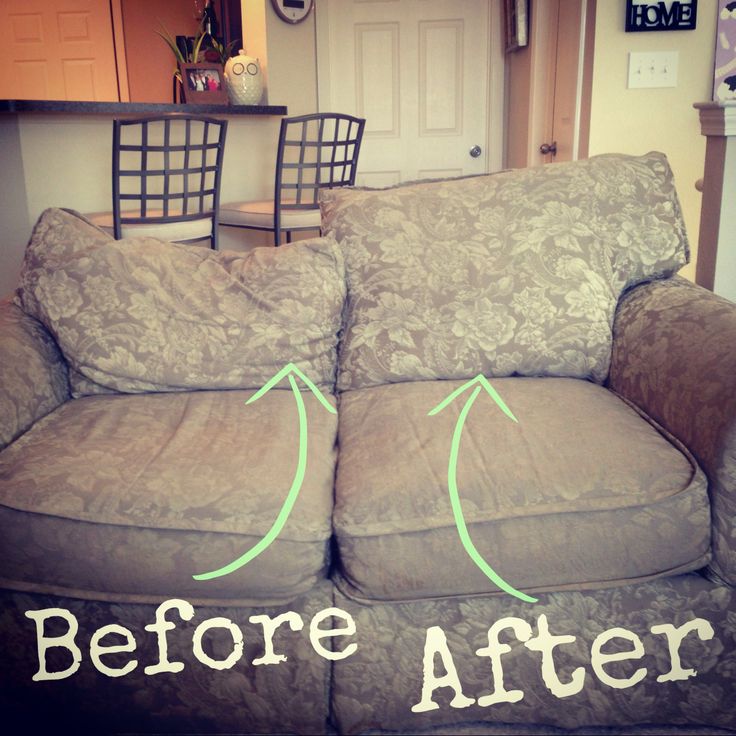 a couch with the words before and after painted on it