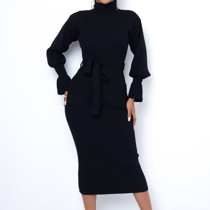 48% Arayon 28% Poly 24% Nylon Great Stretch Black Bodycon Long Maxi Dress, Formal Midi-length Bodycon Dress For Winter, Fitted Belted Maxi Dress For Fall, Belted Fitted Maxi Dress For Fall, Fitted Black Winter Dress, Black Knee-length Bodycon Dress, Fitted Black Dress For Winter, Mid-length Dresses For Night Out In Fall, Black Mid-length Fall Dress