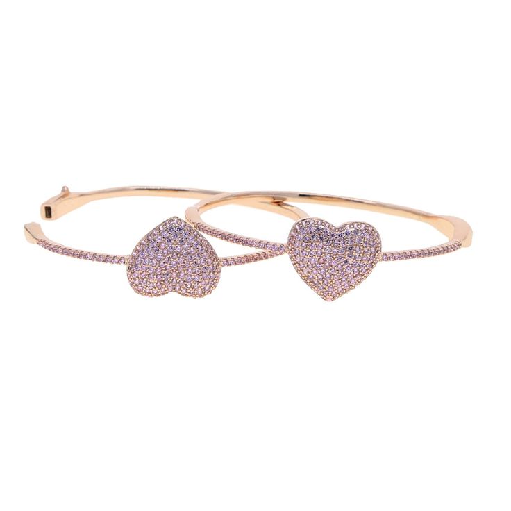 The Cubic Zirconia Heart Bangle Bracelet is a beautiful and romantic piece of jewelry that makes a perfect gift for that special someone in your life. The bracelet is designed with a delicate heart-shaped charm, which is encrusted with sparkling cubic zirconia stones that catch the light from every angle. The heart charm is attached to a high-quality metal bangle, which is both durable and comfortable to wear. The bangle itself has a sleek and modern design, making it a versatile piece that can Pinky Girls, Heart Bangle Bracelet, Gold Heart Bracelet, Jewelry Accessories Ideas, Rose Gold Heart, Cubic Zirconia Jewelry, Accessories Ideas, Crystal Chain, Valentines Jewelry