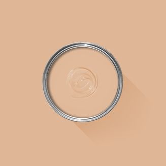 an overhead view of a paint can on a beige background with a long shadow from the top