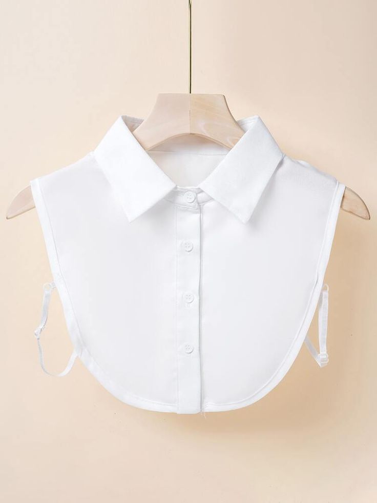 Button Detail Dickey Collar | EMERY ROSE Cheap Collared Tops With Placket, Cheap Shirt With Pockets And Spread Collar, Fake Collar Shirts, Modify Tshirt Collar, Free Collar Sewing Patterns, Dickey Collar, Half Shirts, Diy Sewing Clothes, Shein Style