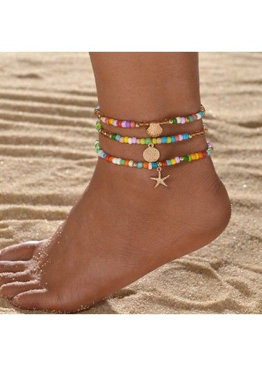 Color:Multi Color;Package Contents:3 X Anklets;Occasion:Sport; Gold Beaded Bracelets For Summer Beach, Summer Gold Beaded Bracelets For Beach, Summer Beach Gold Beaded Bracelets, Gold Strand Beaded Bracelets For Summer, Spring Anklets With Colorful Beads, Beaded Gold Anklets For Summer, Trendy Beaded Anklets For Summer, Summer Beaded Gold Anklets, Multicolor Summer Anklets As Gift