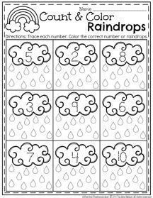 count and color raindrops worksheet