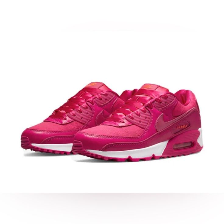 No Box Pink Leather Running Shoes For Sports, Pink Leather Sneakers With Air Cushioning, Pink Nike Air Max With Air Cushioning, Pink Air Max Cushioned Sneakers, Casual Pink Low-top Nike Air Max, Pink Synthetic Nike Air Max For Sports, Red Nike Air Max Low-top With Cushioning, Pink Nike Air Max Low-top With Cushioned Footbed, Pink Nike Air Max With Synthetic Material