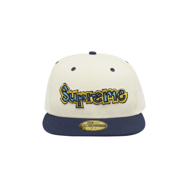 Find SUPREME X New Era Gonz Logo Hat 'natural on Editorialist. This Supreme x New Era hat features an embroidery of Supreme's logo as drawn by skateboarder and artist Mark Gonzales. Made for the SS21 season, the hat is rendered in off-white with navy blue accents on the visor and eyelets. The number 94 is stitched into the back. Casual White Hat With Flat Crown, Streetwear Trucker Hat With Embroidered Logo And Short Brim, Streetwear Trucker Hat With Short Brim And Embroidered Logo, Urban Hat With Embroidered Logo For Streetwear, Urban Style Hat With Embroidered Logo For Streetwear, Urban Hats With Embroidered Logo, Hip Hop Hat With Embroidered Logo And Curved Brim, Beige Curved Brim Baseball Cap For Streetwear, Urban Fitted Hat With Embroidered Logo And Curved Brim