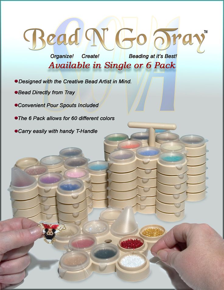 an advertisement for bead n go trays