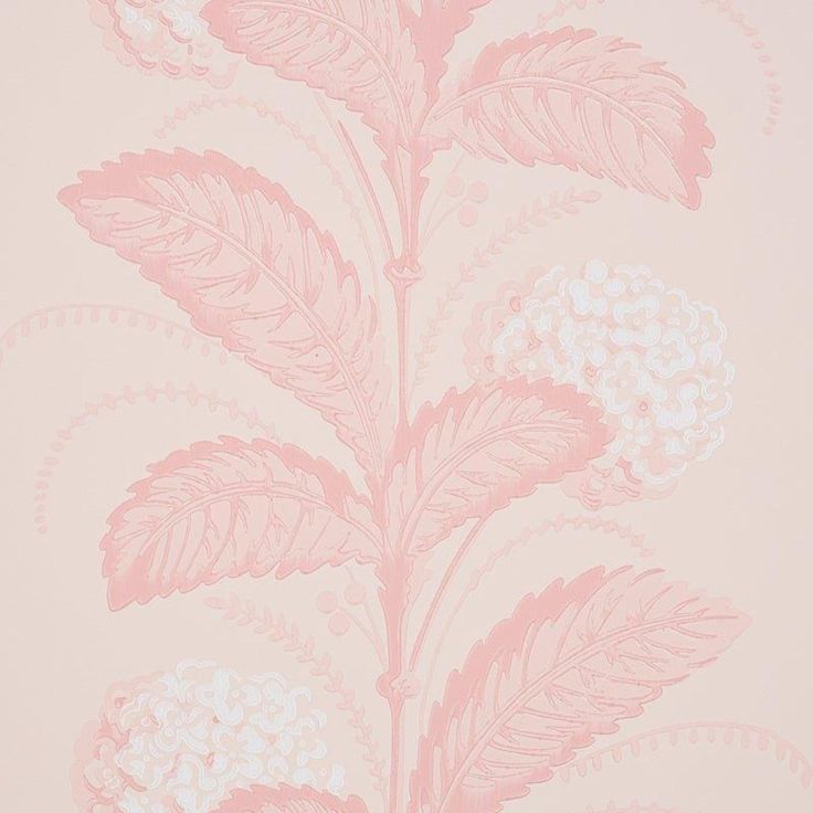 a pink and white wallpaper with flowers on it