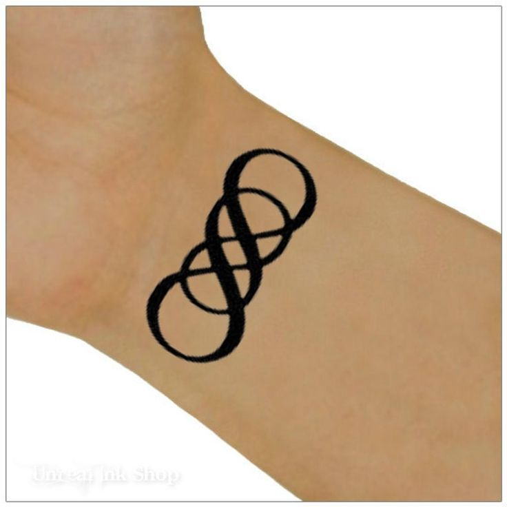 a wrist tattoo with an infinite symbol on it