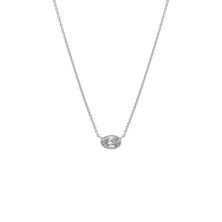 14K White Gold / 0.25 CT Lab Grown Diamond Oval Bezel Necklace 14K - Adina's Jewels Timeless White Gold Oval Pendant Diamond Necklace, Minimalist Oval Diamond Necklace For Formal Occasions, Classic Diamond White Oval Pendant Necklace, Classic Oval Solitaire Diamond Necklace, White Gold Solitaire Necklace With Oval Diamond Pendant, White Gold Solitaire Necklace With Oval Pendant, Silver Classic Solitaire Necklace With Oval Pendant, Classic Silver Solitaire Necklace With Oval Pendant, Timeless Silver Oval Solitaire Necklace