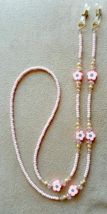 Beaded Eyeglass Chain, Eyeglass Jewelry, Kalung Manik-manik, Pola Manik, Eyeglass Necklace, Glasses Chains, Gelang Manik-manik, Pretty Rose, Pola Gelang