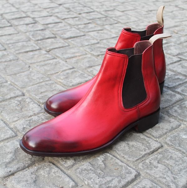 Crafted Leather Handmade Red Leather Fashion Men Chelsea Dress Boot on Storenvy Chelsea Dress, Leather Fashion Men, Quality Leather Boots, Dress Boot, Custom Design Shoes, Handmade Leather Shoes, Chelsea Boot, Red Fashion, Dress With Boots