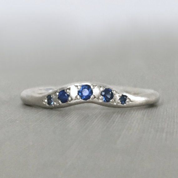 Blue Sapphire Wedding or Anniversary Band in Sterling Silver or Solid 14k Gold Hand Forged Sterling Silver Sapphire Ring For Anniversary, Hand Forged Blue Sapphire Ring For Anniversary, Anniversary Blue Hand Forged Sapphire Ring, Wedding Stackable Sapphire Ring In Sterling Silver, Wedding Sapphire Stackable Ring In Sterling Silver, Wedding Sapphire Ring Stackable In Sterling Silver, Adjustable Sapphire Wedding Ring, Adjustable Sapphire Ring For Wedding, Hand Forged Blue Rings For Wedding