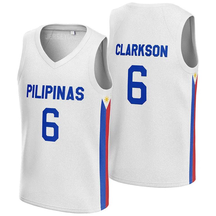 a white basketball jersey with the number 6 on it