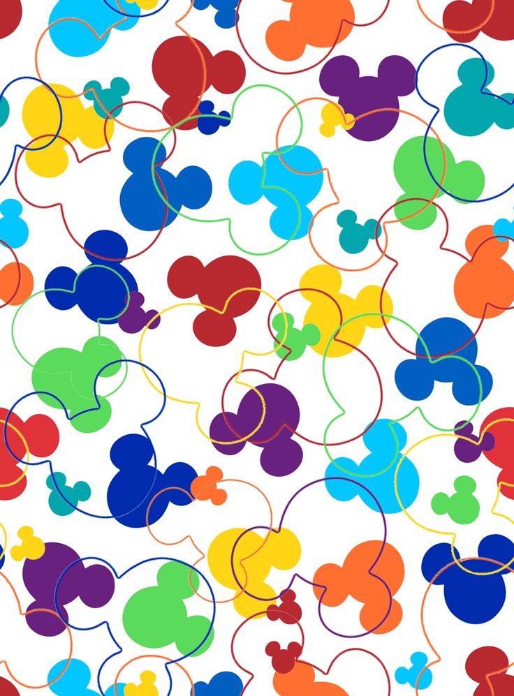 an image of mickey mouses pattern on a white background with multicolored circles