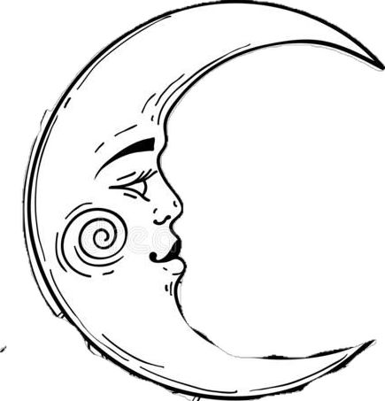 a drawing of the moon with a face