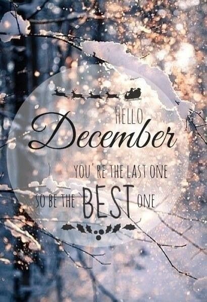 the words hello december you're the last one so be the best one on a frosty background