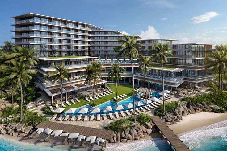 an artist's rendering of the hotel and beach area at four seasons resort in hawaii