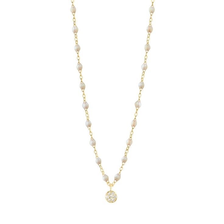 Gigi Clozeau - Puce Classic Gigi Opal diamond necklace, Yellow Gold, 16.5 Diamond White Necklace With Pearl Chain, Diamond White Necklaces With Pearl Chain, Yellow Gold Diamond Necklace With Pearl Drop, Diamond Necklace With Pearl Charm, Diamond Necklace With Pearl Charm As Gift, Diamond Necklace With Pearl Charm For Gift, Diamond Necklaces With Pearl Charm, Diamond White Necklace With Pearl Drop, Diamond White Necklaces With Pearl Drop