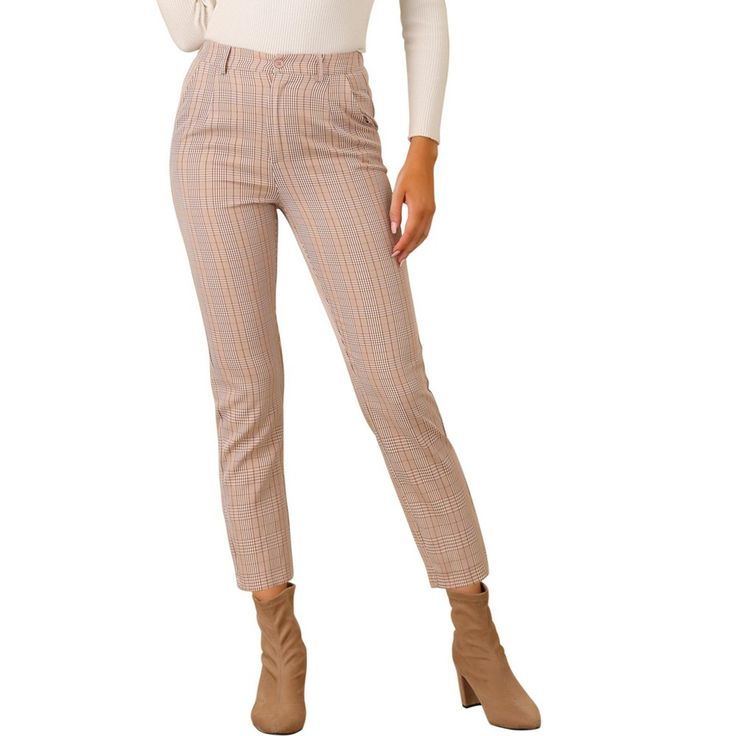 These pants can build smart and casual looks. Team these trousers with a blouse and court shoes for an effortless ensemble to transition from day to evening. Cut with a contemporary high waist and a straight leg, these trousers offer a sleek silhouette, ideal for dressing up or down. Paired with anything from a statement t-shirt to a silk blouse for a versatile workwear look. This fashionable and trendy clothes for women can not only be worn daily, but can also be easily matched as a Christmas c Spring Stretch Bottoms For Office, High Waist Bottoms For Office In Fall, Spring Office Chic Bottoms, Fall Office Lady Pants For Workwear, Office Lady Pants For Fall, Fall Office Wear Pants, Fall Office Lady Pants For Office Wear, Fall Office Lady Pants, Spring Office Lady Bottoms For Office Wear