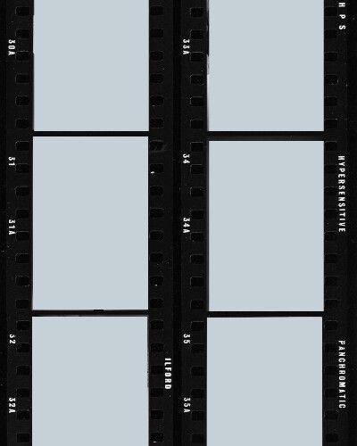 the film strip is black and white, with no image on it's side